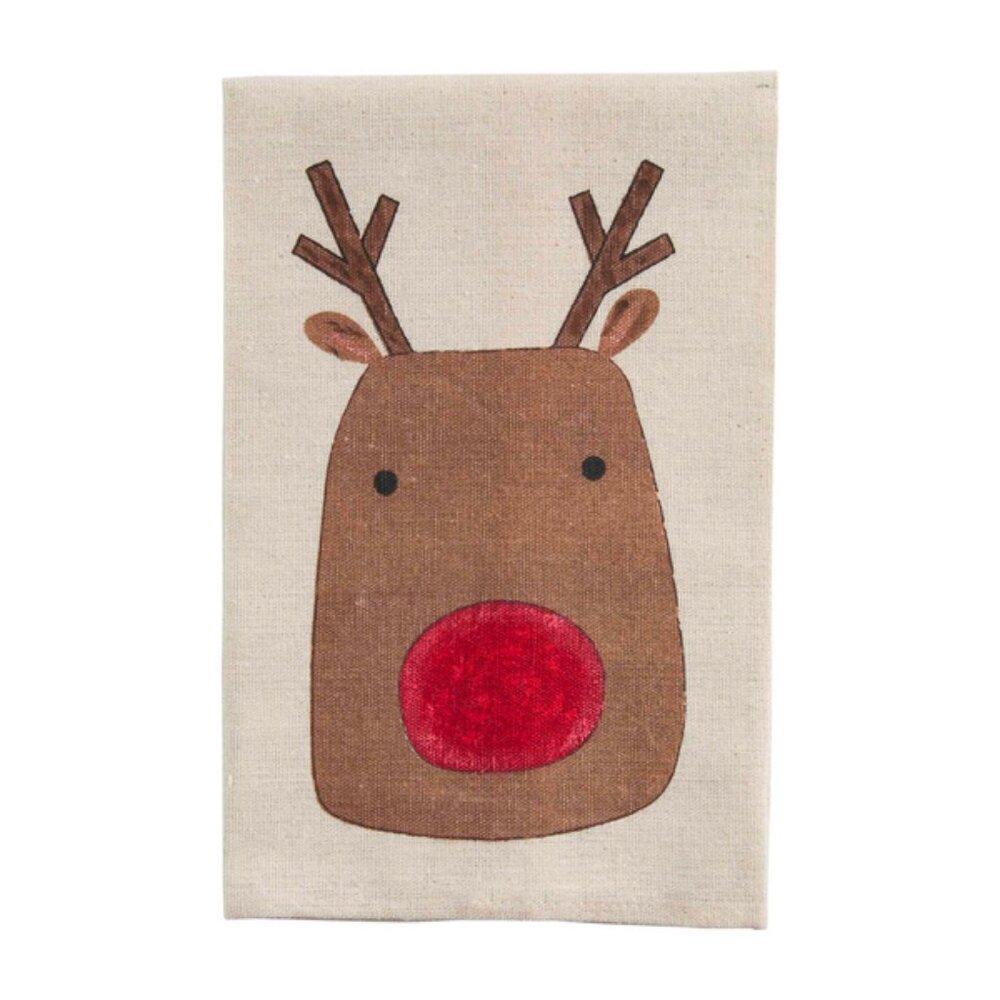 Mud Pie Painted Farmhouse Reindeer Towel/NWT
